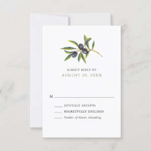 Watercolor Olive Orchard Wedding RSVP Card