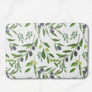 Watercolor Olive Pattern Bath Mat