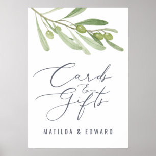 Watercolor olive wedding cards & gifts budget poster