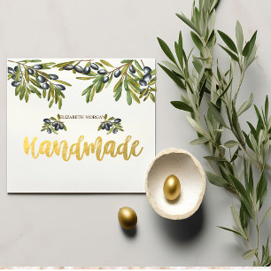 Watercolor Olives Branch,Handmade Square Business Card
