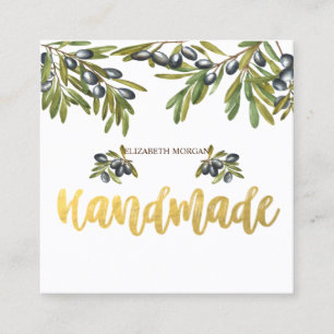 Watercolor Olives Branch,Handmade Square  Square Business Card