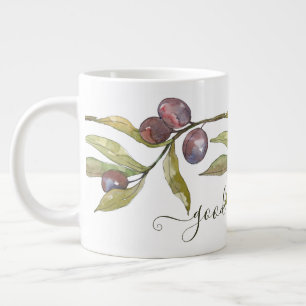 Watercolor Olives, Good Morning Giant Coffee Mug