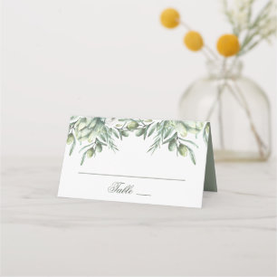 Watercolor olives. Summer garden italian wedding Place Card