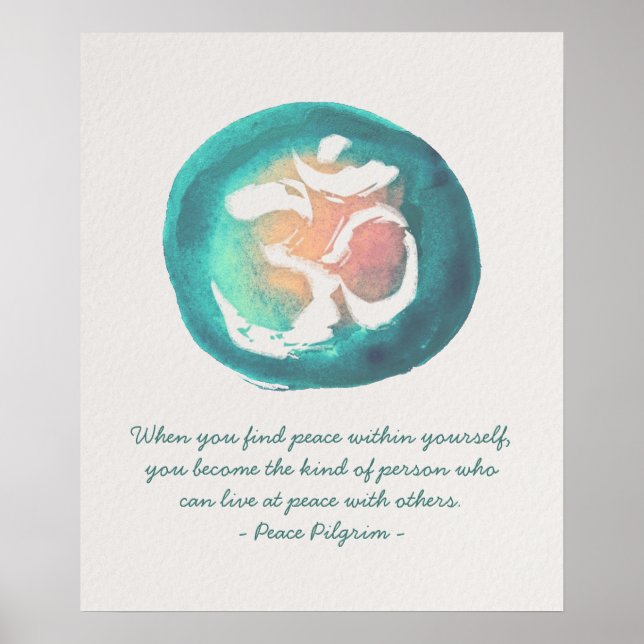 Watercolor Om YOGA Meditation Instructor Quotes Poster (Front)