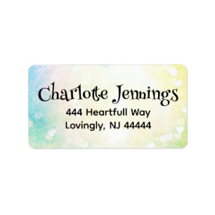 Watercolor Ombre Blue Green Yellow Heart Address Label
