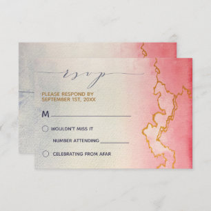 Watercolor Ombre Gold Marble RSVP Invitation