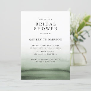 Watercolor Ombre Green Modern Bridal Shower Invitation