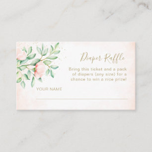 Watercolor Ombre Peach Roses Diaper Raffle Enclosure Card