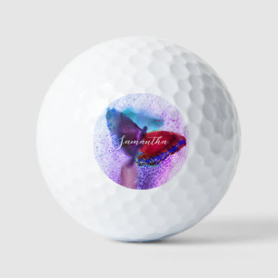 Watercolor Ombre Pink and Purple Butterfly Golf Balls
