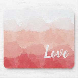 Watercolor Ombre Red and Pink Gradient Love Mouse Mat