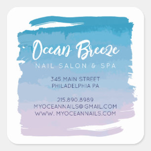 WATERCOLOR OMBRE Spa Business QR Code Square Sticker