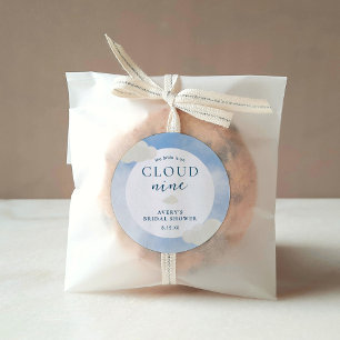 Watercolor On Cloud 9 Bridal Shower Favours Classic Round Sticker