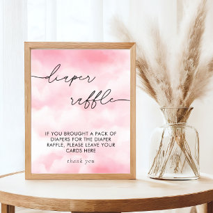 Watercolor On Cloud 9 Diaper Raffle Poster