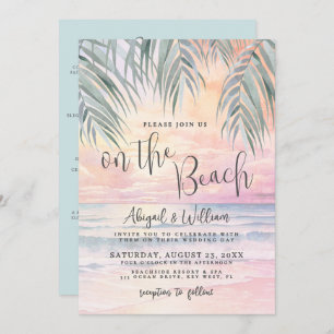 Watercolor On The Beach Wedding All In One Invitation