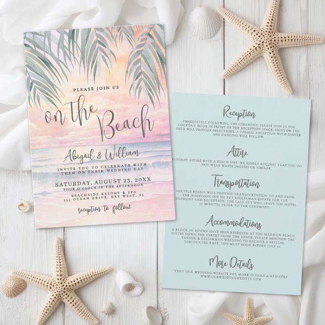 Watercolor On The Beach Wedding All In One Invitation (Watercolor On The Beach Wedding All In One Invitation)