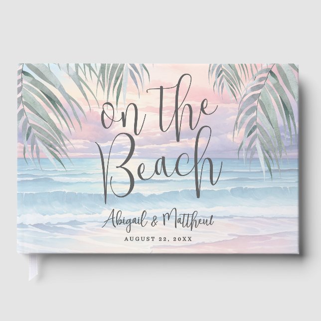 Watercolor On The Beach Wedding Guest Book (Front)