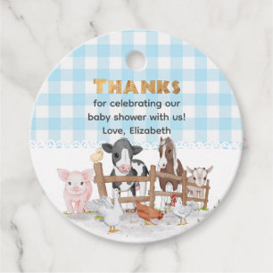 Watercolor On The Farm Animals Baby Shower Favour Tags