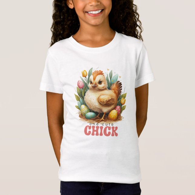 Watercolor one cute chick Easter eggs  T-Shirt (Front)