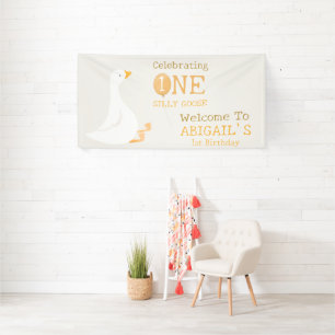 Watercolor One Silly Goose 1st Birthday Welcome Banner