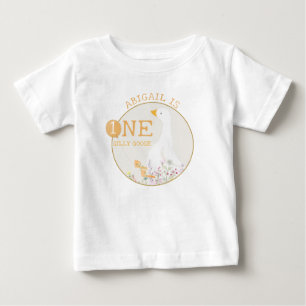 Watercolor One Silly Goose Wildflower 1st Birthday Baby T-Shirt