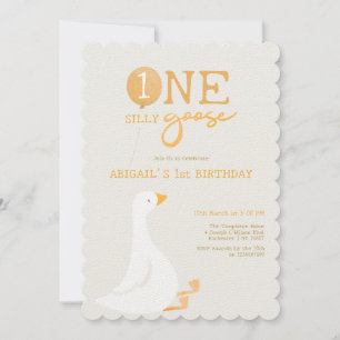 Watercolor One Silly Goose Wildflower 1st Birthday Invitation