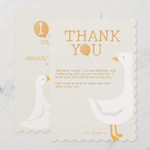 Watercolor One Silly Goose Wildflower 1st Birthday Thank You Card