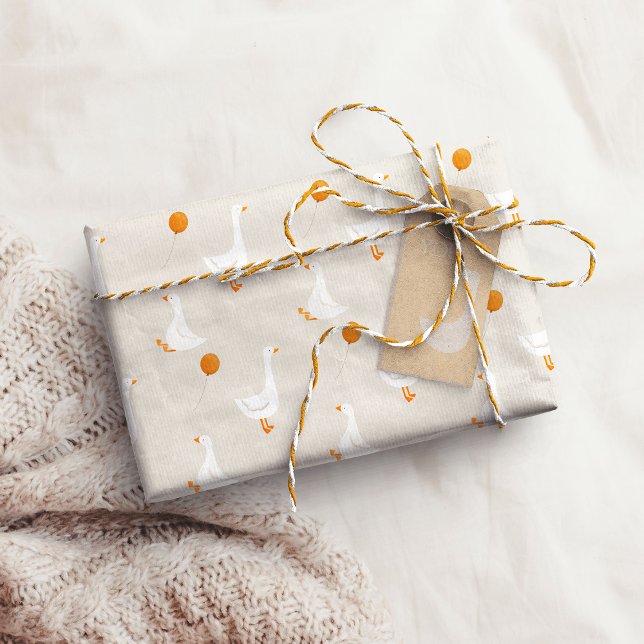 Watercolor One Silly Goose Wildflower 1st Birthday Wrapping Paper (Creator Uploaded)