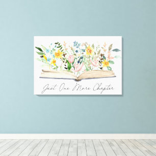 Watercolor Open Book with Flowers Floral Aesthetic Canvas Print