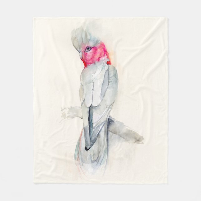 Watercolor Opera Cockatoo Fleece Blanket (Front)