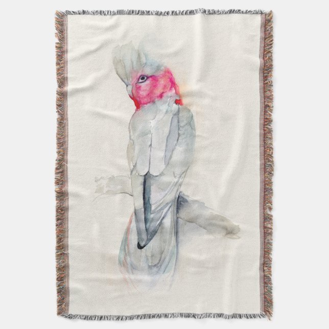 Watercolor Opera Cockatoo Throw Blanket (Front Vertical)