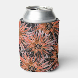 Watercolor orange and brown flowers.  can cooler