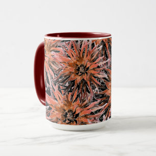Watercolor orange and brown flowers. mug