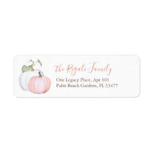 Watercolor Orange and White Pumpkin Return Address