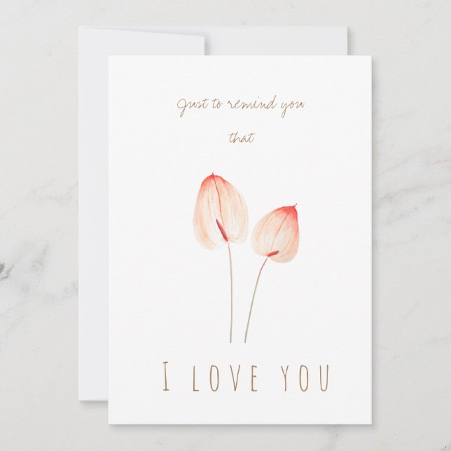 watercolor orange anthurium flowers greeting card (Front)
