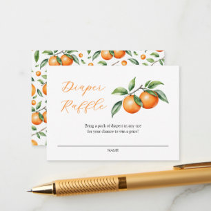 Watercolor Orange Baby Shower Diaper Raffle Enclosure Card