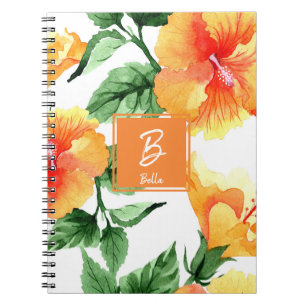 Watercolor Orange Blossom Monogram  Notebook
