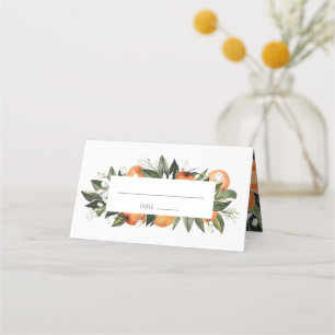 Watercolor Orange Blossom Wedding Table Place Card