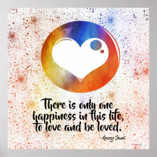 Watercolor Orange & Blue Heart Love Quote Poster