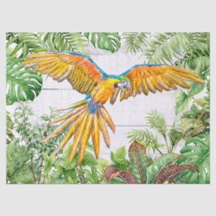 Watercolor Orange Blue Parrot Tissue Paper