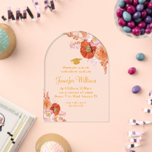 watercolor orange botanical party graduation  acrylic invitations