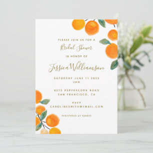 Watercolor Orange Citrus Fruit Bridal Shower Invitation