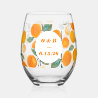 Watercolor Orange Citrus Monogrammed Wedding