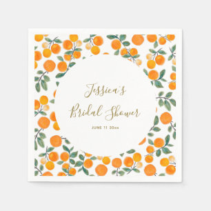 Watercolor Orange Citrus Pattern Bridal Shower Napkin