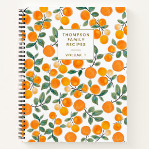 Watercolor Orange Citrus Personalised Recipe  Notebook