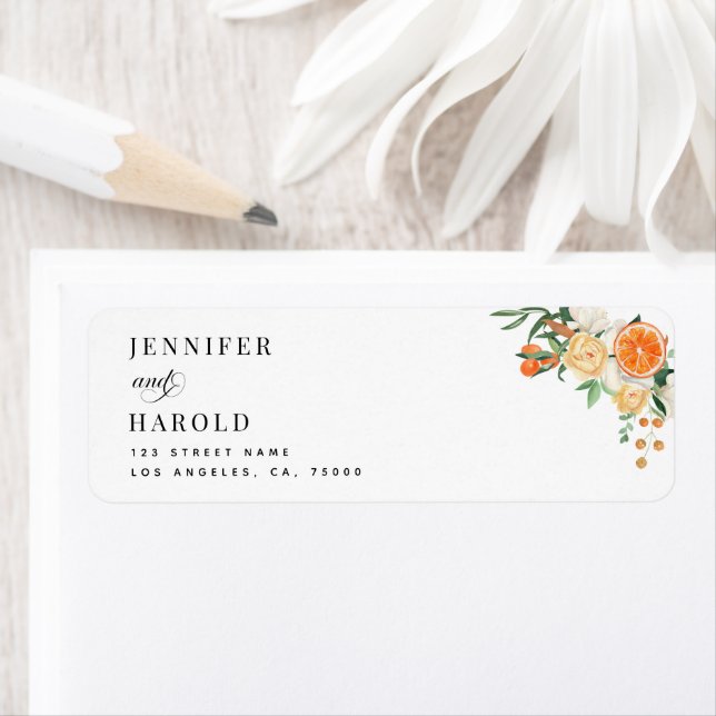 Watercolor Orange Citrus Tangerine Floral Wedding (Insitu)