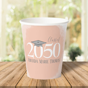 Watercolor Orange Elegant Simple Graduation Paper Cups