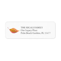 Watercolor Orange Fall Leaves Return Address