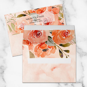 Watercolor Orange Floral 5x7 Envelope