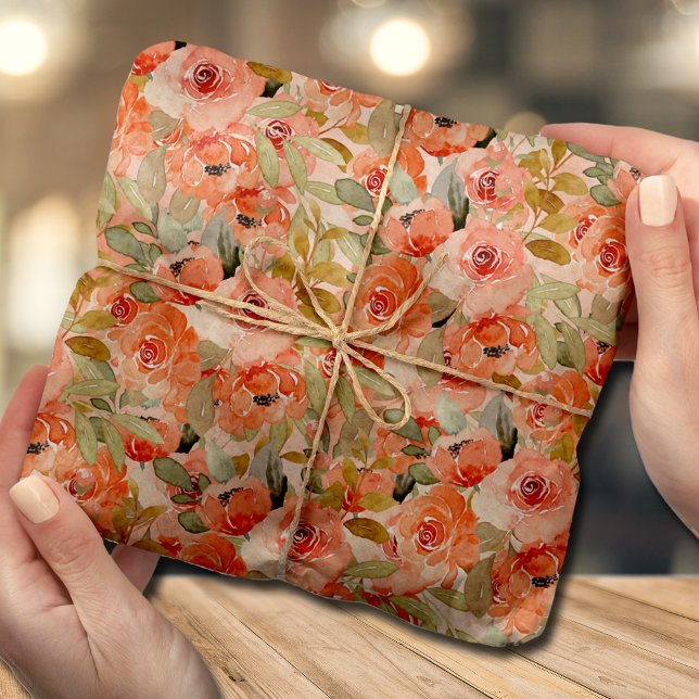 Watercolor Orange Floral Collage Tissue Paper (Creator Uploaded)
