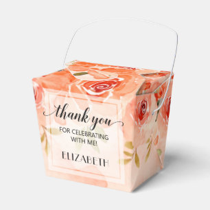 Watercolor Orange Floral Party Favour Box